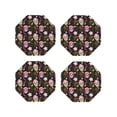 thumbnail image 1 of Fuzoiu Skull Daisy Print Leather Coasters Set,Drink Coasters Set of 4,for Tabletop Protection, Durable PVC Coasters,Home Décor and Housewarming Gift-Octagon, 1 of 6