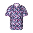 thumbnail image 1 of Fuzoiu Skull Flower Blue Print Hawaiian Shirt for Men, Summer Beach Casual Short Sleeve Button Down Shirts, Men’s Beach Summer Shirts with Pocket,Medium, 1 of 7