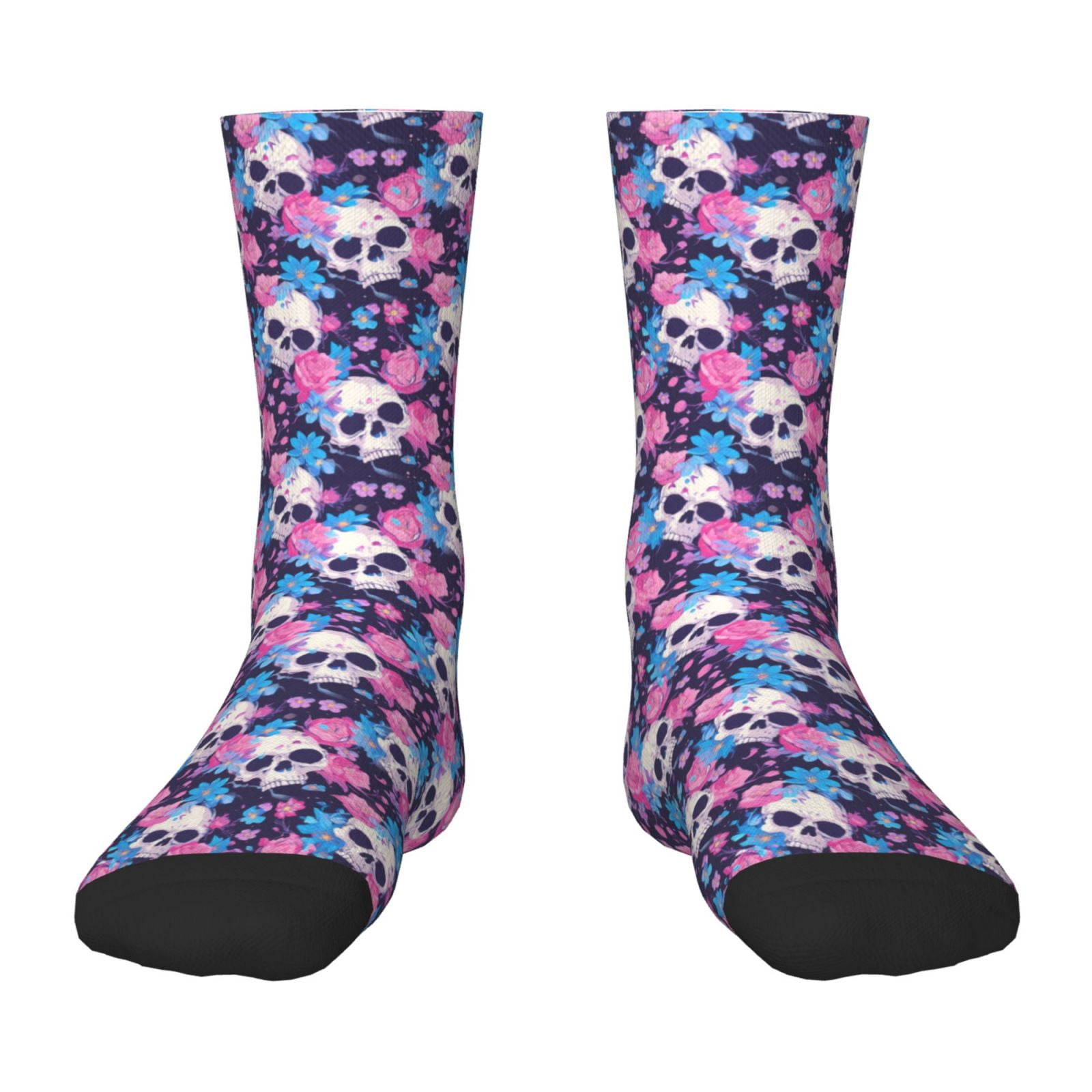 Fuzoiu Skull Flower Blue Print Kids Socks For Boys Girls,Grip Crew ...
