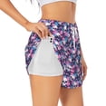 thumbnail image 1 of Fuzoiu Skull Flower Blue Print Women's Athletic Shorts, Double-Layer Running Shorts with Pocket,Women's Workout Shorts for Yoga, Gym, and Workouts-Large, 1 of 7