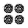 thumbnail image 1 of Fuzoiu Skull bird bat spider Print Leather Coasters Set,Drink Coasters Set of 4,for Tabletop Protection, Durable PVC Coasters,Home Décor and Housewarming Gift-Octagon, 1 of 6