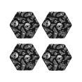 thumbnail image 1 of Fuzoiu Skull bird bat spider Print Leather Coasters Set,Drink Coasters Set of 4,for Tabletop Protection, Durable PVC Coasters,Home Décor and Housewarming Gift-Hexagon, 1 of 6