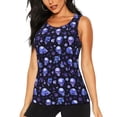 thumbnail image 1 of Fuzoiu Skull flower leaf purple Print Women's Workout Tank Top,Athletic Racerback Sports Tank,Tops Sleeveless Running Loose Fit Yoga Tops,Active Shirts for Yoga, Running, and Gym-Large, 1 of 7