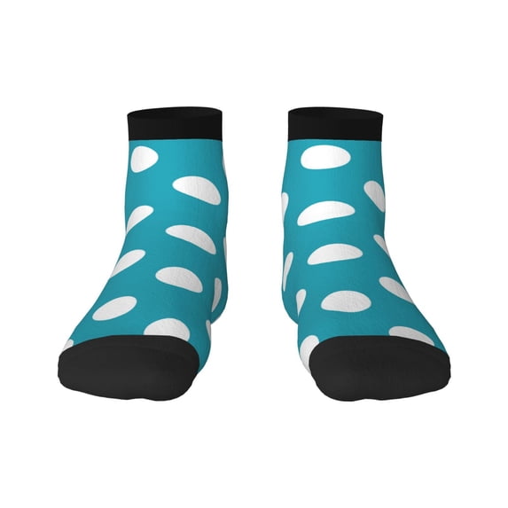 Fuzoiu Sky Blue And White Polka Dot Print Adult Socks, Crew Moisture-wicking Socks, Unisex Cushion Crew Socks,Casual Sports Ankle Socks