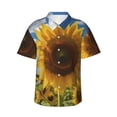 thumbnail image 1 of Fuzoiu Sky Golden Sunflower Field Print Hawaiian Shirt for Men, Summer Beach Casual Short Sleeve Button Down Shirts, Men’s Beach Summer Shirts with Pocket,XX-Large, 1 of 7