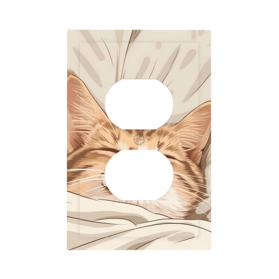 Fuzoiu Sleeping Cat In Blanket Print Single Duplex Outlet Cover Plate, Light Switch Cover, for Receptacle Light Switch, Switch Cover Decorative Wallplate-Style S