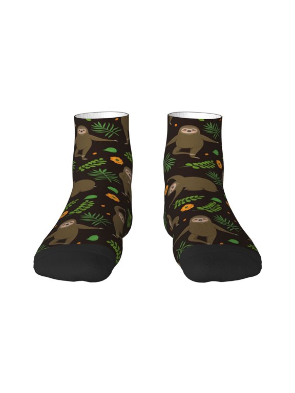 Sloth Doing Yoga Print Adult Socks, Crew Moisture-wicking Socks, Unisex Cushion Crew Socks,Casual Sports Ankle Socks