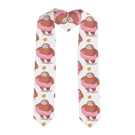 Fuzoiu Sloth with Donuts1 Print Graduation Sash,Graduation Stole,Unisex Adult Graduation Stole Shawl 91" Long,for Academic Commencements Shawl-Sharp Corner