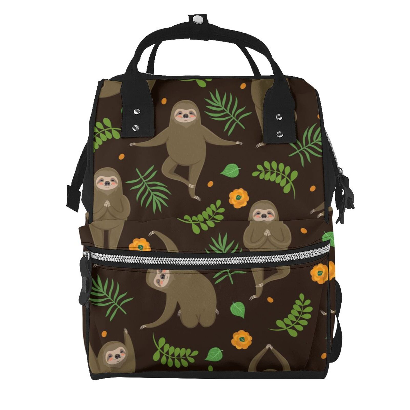Fuzoiu Sloth Doing Yoga Print Diaper Bag Backpack,Baby Essentials Travel Tote,Multi function Waterproof Diaper Bag, Travel Essentials Baby Bag - Unisex