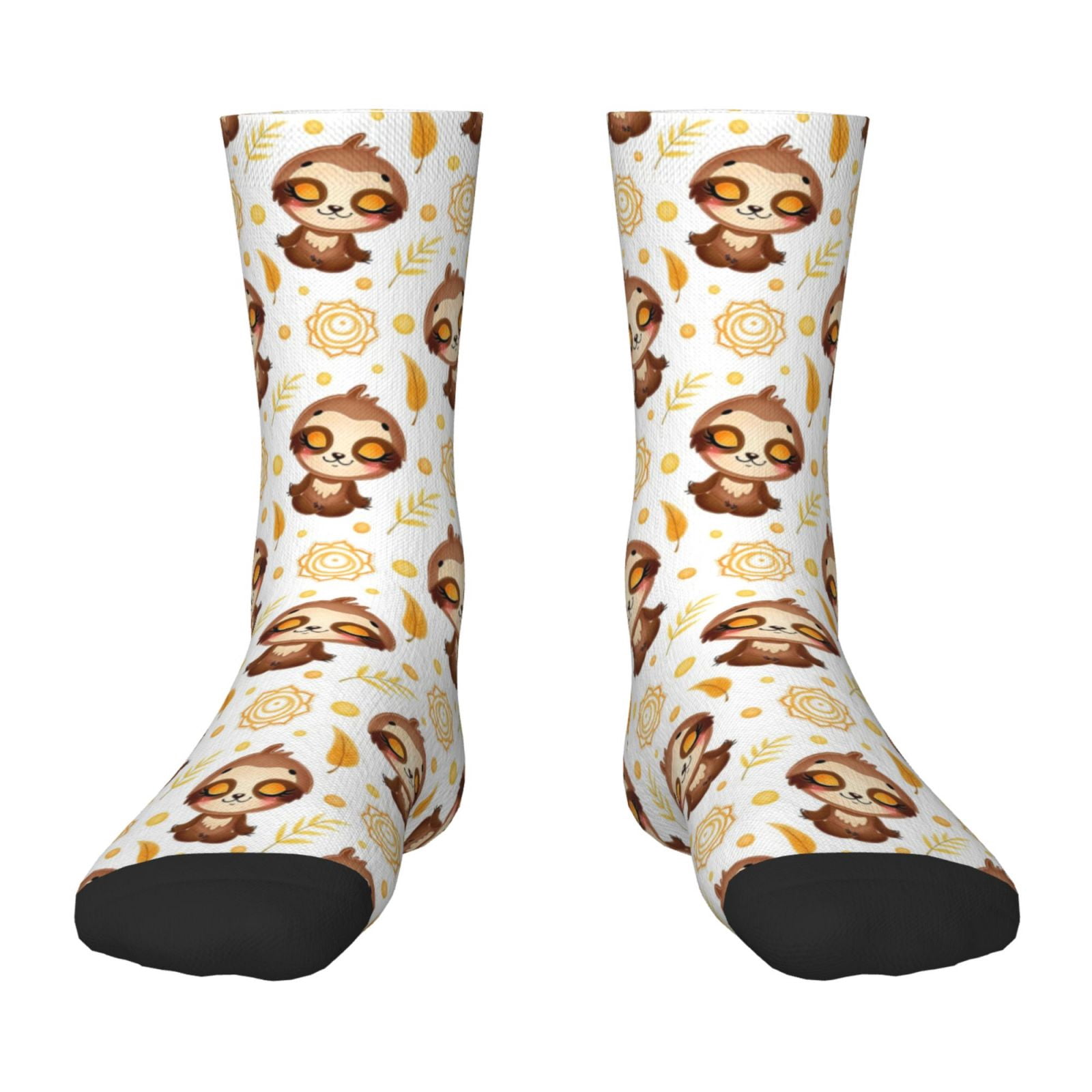 Fuzoiu Sloth Yoga Print Kids Socks For Boys Girls,Grip Crew Socks with ...