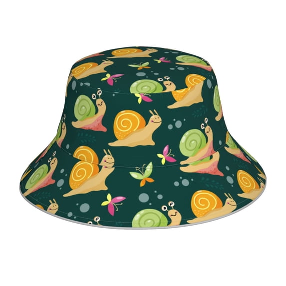 Fuzoiu Snails And Butterfies Print Reflective Bucket Hat,Outdoor Hat for Men and Women,Bucket Hat for Travel Fishing Hunting Summer Camp