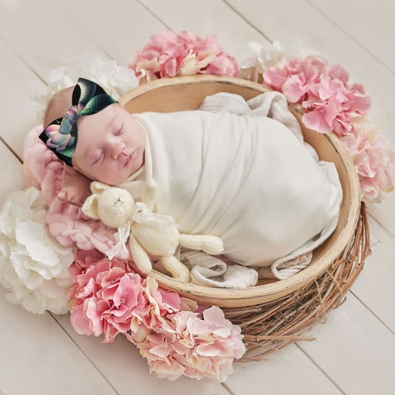 Fuzoiu Snake Holding A Lotus Print Baby Bow Headband for Newborns, Baby Girl Head Wrap,Baby Shower Gift,Stretchy Hair Accessories for Newborn Infant Toddlers Kids