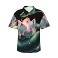 thumbnail image 1 of Fuzoiu Snake Holding A Lotus Print Hawaiian Shirt for Men, Summer Beach Casual Short Sleeve Button Down Shirts, Men’s Beach Summer Shirts with Pocket,3X-Large, 1 of 7