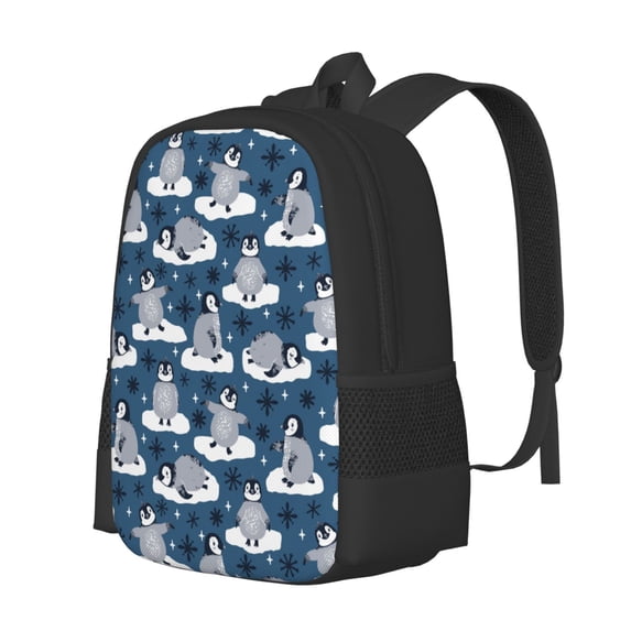 Fuzoiu Snow Penguin Print Large Capacity Backpack,Travel Backpack,Laptop Bag,College School Rucksack Bag,for School, Travel & Outdoor Activities