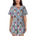 thumbnail image 1 of Fuzoiu Snowflake Christmas gnome Print Women's Short-Sleeved Pajama Set,Lounge Sleepwear Set,Womens Pajama Sets 2 Piece,Button-Up Top and Shorts with Pockets-XX-Large, 1 of 7