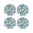 thumbnail image 1 of Fuzoiu Snowflake Scarf Snowman Print Leather Coasters Set,Drink Coasters Set of 4,for Tabletop Protection, Durable PVC Coasters,Home Décor and Housewarming Gift-Octagon, 1 of 6