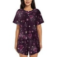 thumbnail image 1 of Fuzoiu Snowflakes and Hearts Print Women's Short-Sleeved Pajama Set,Lounge Sleepwear Set,Womens Pajama Sets 2 Piece,Button-Up Top and Shorts with Pockets-XX-Large, 1 of 7