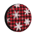thumbnail image 1 of Fuzoiu Snowflakes On A Buffalo Plaid Print Universal Spare Tire Cover with Buckle Strap, Waterproof Wheel Covers for Jeep, Trailer, RV, Truck and All Car-15 inch, 1 of 6