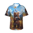 thumbnail image 1 of Fuzoiu Snowy Mountain Photography Bear Print Hawaiian Shirt for Men, Summer Beach Casual Short Sleeve Button Down Shirts, Men’s Beach Summer Shirts with Pocket,X-Large, 1 of 7