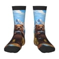 thumbnail image 1 of Fuzoiu Snowy Mountain Photography Bear Print Kids Socks For Boys Girls,Grip Crew Socks with Non Slip,Lightweight Stretch Crew Socks,Toddlers Crew Boot Socks, 1 of 5