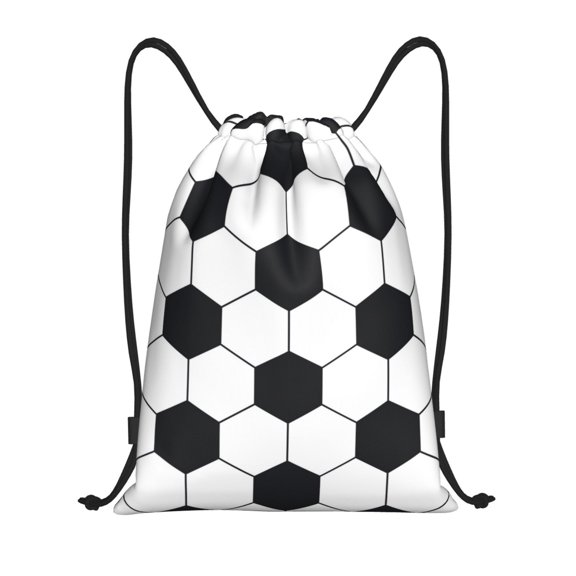 Fuzoiu Soccer Ball Print Drawstring Backpack for Gym, Travel, Yoga,Sports Sackpack String Bag for Women Men-Medium