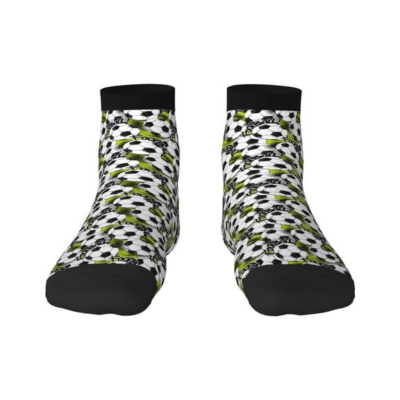 Fuzoiu Soccer and Football Print Adult Socks, Crew Moisture-wicking Socks, Unisex Cushion Crew Socks,Casual Sports Ankle Socks