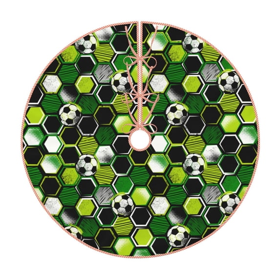 Fuzoiu Soccer1 Print Christmas Tree Skirt,Xmas Christmas Decorations,Xmas Tree Mat for Farmhouse Holiday New Years Home Party Decor Tree Rugs-36"