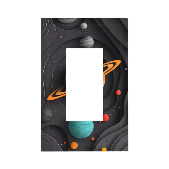 Fuzoiu Solar System Paper Art Print Single Duplex Outlet Cover Plate, Light Switch Cover, for Receptacle Light Switch, Switch Cover Decorative Wallplate-Style U