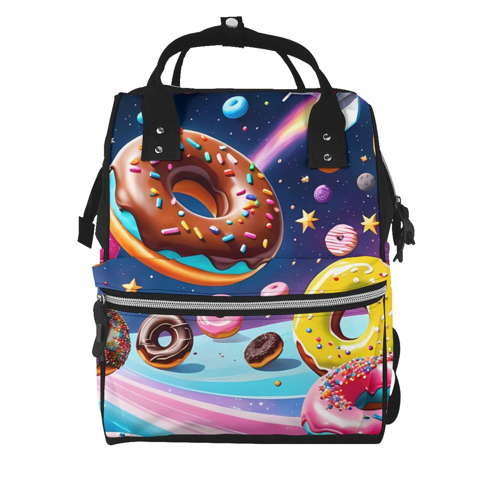 Fuzoiu Space Colorful Donut Print Diaper Bag Backpack,Baby Essentials Travel Tote,Multi function Waterproof Diaper Bag, Travel Essentials Baby Bag - Unisex