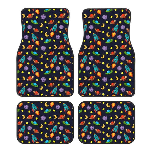 Fuzoiu Space D Print Carpet Floor Mats for Car,Car Foot Mat Set,Universal Fit 4 Piece Mat Pad Set,Fits Most Cars Trucks Vans Sedans SUV Auto Carpet Mat Se