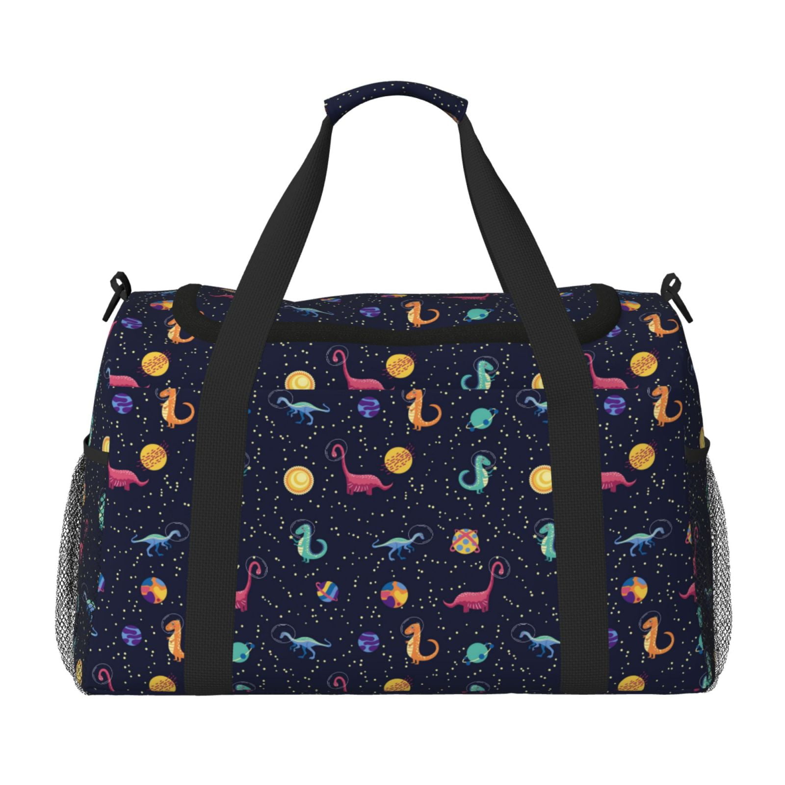 Fuzoiu Space Dinosaur Print Travel Duffle Bag,Carry On Tote Bags,Duffel Bag,Sport Gym Bag, Hospital Bag for Labor and Delivery, Overnight Bag,Luggage Bag