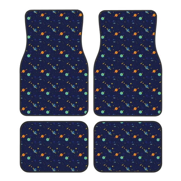 Fuzoiu Space Galaxy Print Carpet Floor Mats for Car,Car Foot Mat Set,Universal Fit 4 Piece Mat Pad Set,Fits Most Cars Trucks Vans Sedans SUV Auto Carpet Mat Se