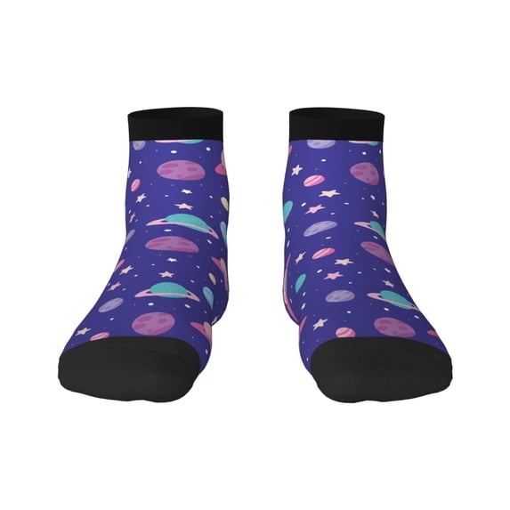 Fuzoiu Space Print Adult Socks, Crew Moisture-wicking Socks, Unisex Cushion Crew Socks,Casual Sports Ankle Socks