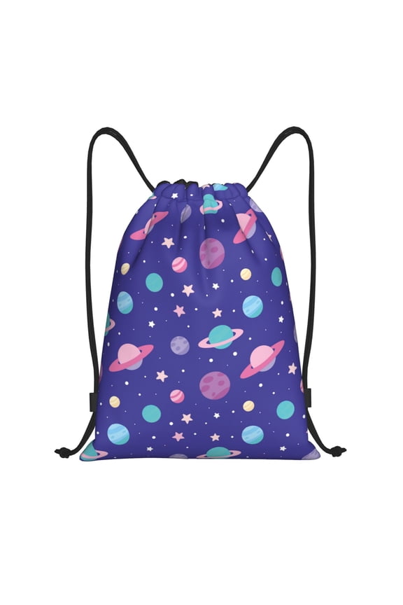 Space Print Drawstring Backpack for Gym, Travel, Yoga,Sports Sackpack String Bag for Women Men-Small