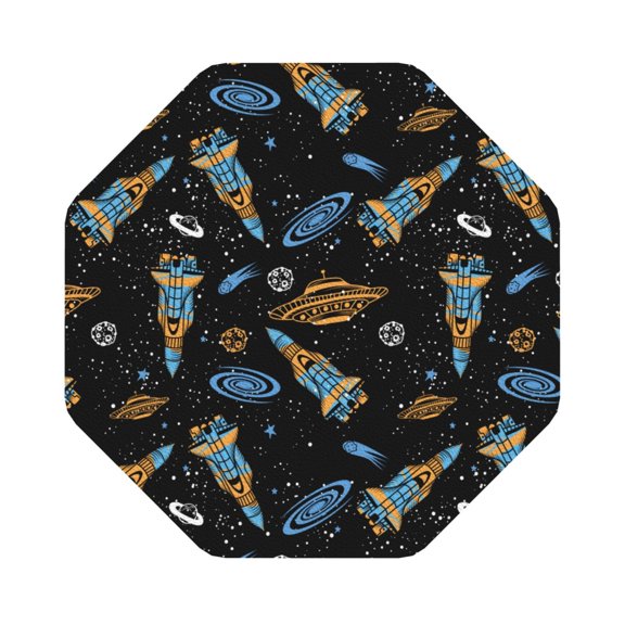 Fuzoiu Space Rockets Print Leather Coasters Set,Drink Coasters Set of 6,for Tabletop Protection, Durable PVC Coasters,Home Décor and Housewarming Gift,Octagon