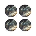 thumbnail image 1 of Fuzoiu Space White Horse Print Leather Coasters Set,Drink Coasters Set of 4,for Tabletop Protection, Durable PVC Coasters,Home Décor and Housewarming Gift-Round Shape, 1 of 6