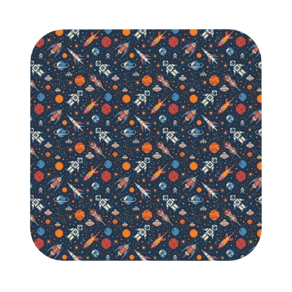 Fuzoiu Spaceships And Stars In Outer Space Print Leather Coasters Set,Drink Coasters Set of 6,for Tabletop Protection, Durable PVC Coasters,Home Dcor and Housewarming Gift,Square