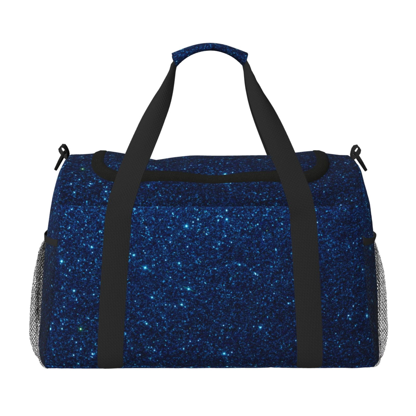 Fuzoiu Sparkling Blue Glitter Print Travel Duffle Bag,Carry On Tote Bags,Duffel Bag,Sport Gym Bag, Hospital Bag for Labor and Delivery, Overnight Bag,Luggage Bag