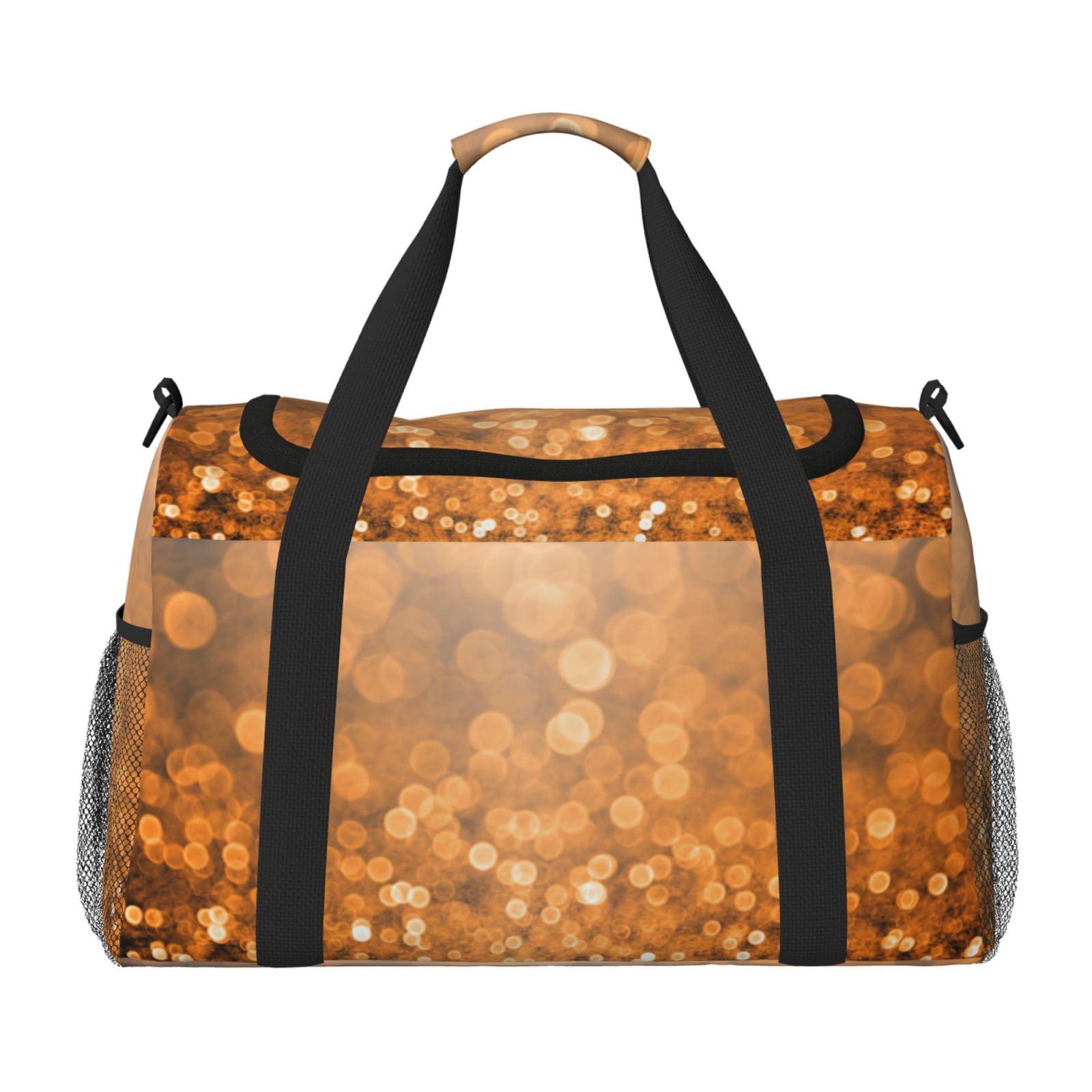 Fuzoiu Sparkling Orange and Black Print Travel Duffle Bag,Carry On Tote Bags,Duffel Bag,Sport Gym Bag, Hospital Bag for Labor and Delivery, Overnight Bag,Luggage Bag