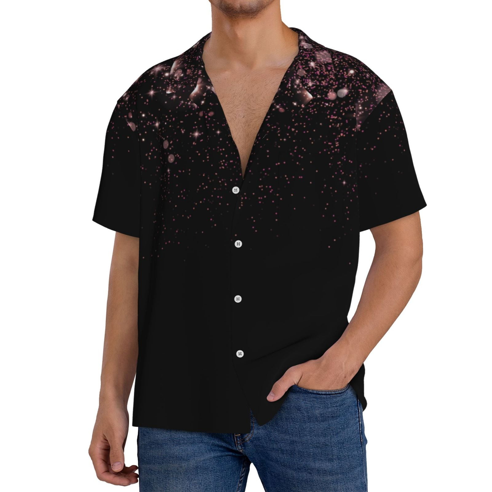 Pink Camouflage Print Men's Short Sleeve Shirt