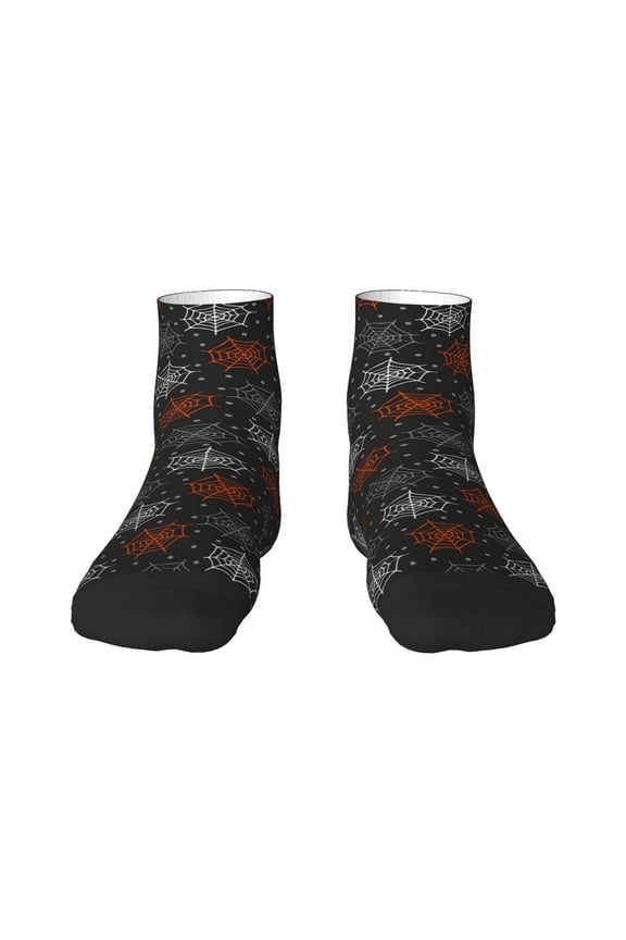 Spider Web Print Adult Socks, Crew Moisture-wicking Socks, Unisex Cushion Crew Socks,Casual Sports Ankle Socks