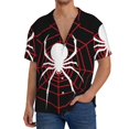 thumbnail image 1 of Fuzoiu Spider On The Web Print Men's Casual Short,Men's Short Sleeve Shirt,Mens Casual Button Down Shirts,Cuban Collar Summer Shirt for Beach, Vacation, and Outdoor Activities-Medium, 1 of 5