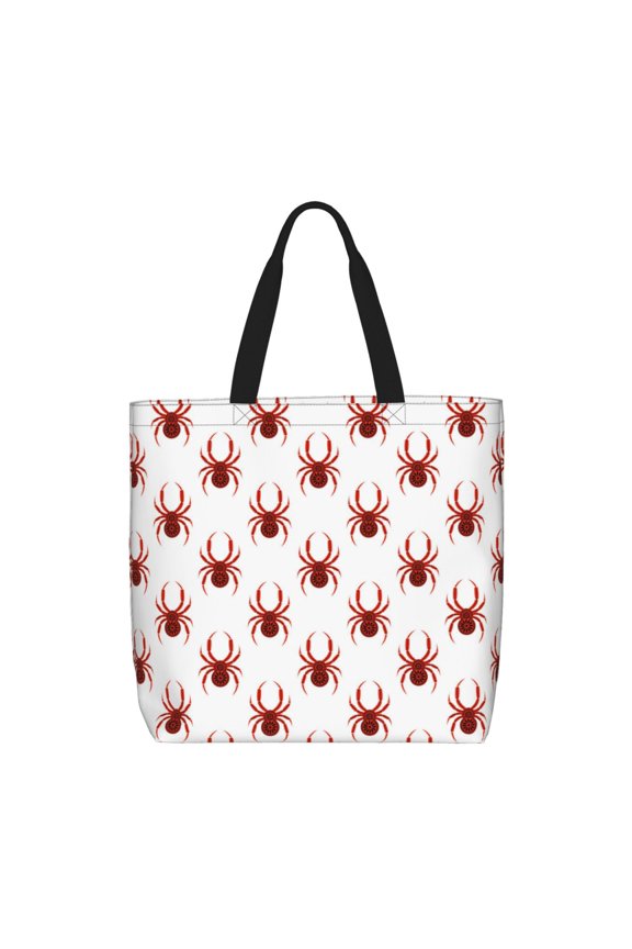 Spiders Insects Print Durable Tote Bag,Shoulder Bag with Zipper Closure,Casual Tote's Handbag,for Daily Use, Shopping, School, Work