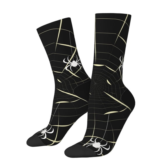 Fuzoiu Spiders On The Web Print Athletic Crew Socks for Men & Women,Casual Crew Socks,Above Ankle Crew Socks for Business, Casual