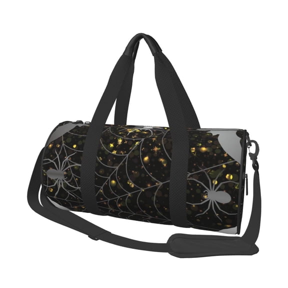 Fuzoiu Spiderweb Bats And A Spider Print Travel Bag, Large Capacity Travel Bag, Sports Gym Bag, Travel Duffel Bag, Weekender Overnight Bag for Women and Man