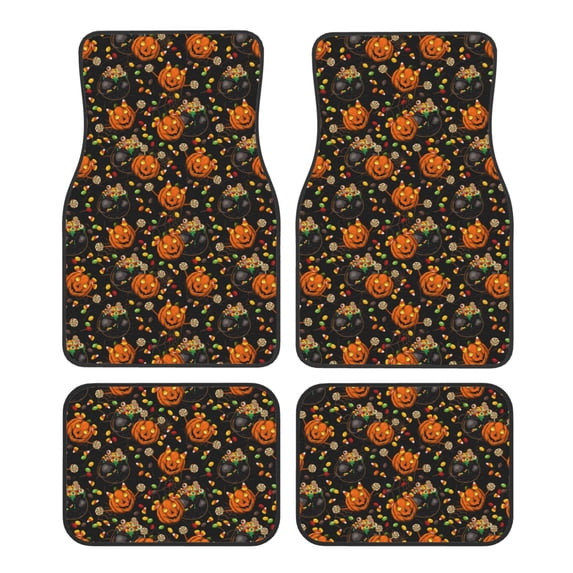 Fuzoiu Spooky Sweets Print Carpet Floor Mats for Car,Car Foot Mat Set,Universal Fit 4 Piece Mat Pad Set,Fits Most Cars Trucks Vans Sedans SUV Auto Carpet Mat Se