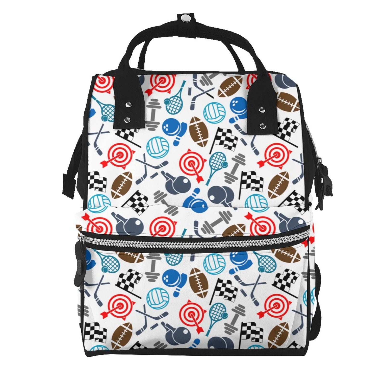 Fuzoiu Sport Items Print Diaper Bag Backpack,Baby Essentials Travel Tote,Multi function Waterproof Diaper Bag, Travel Essentials Baby Bag - Unisex