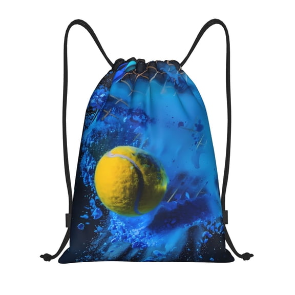 Fuzoiu Sports Tennis Ball Print Drawstring Backpack for Gym, Travel, Yoga,Sports Sackpack String Bag for Women Men-Small