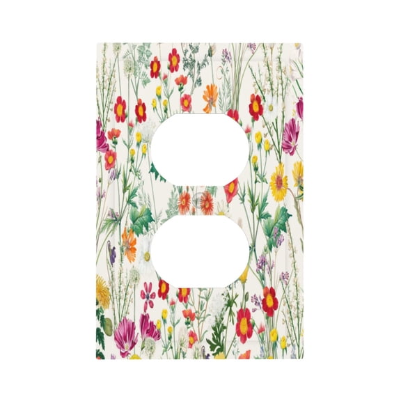 Fuzoiu Spring floral Print Single Duplex Outlet Cover Plate, Light Switch Cover, for Receptacle Light Switch, Switch Cover Decorative Wallplate-Style S