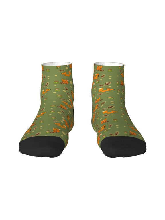 Squirrel And Nuts Print Adult Socks, Crew Moisture-wicking Socks, Unisex Cushion Crew Socks,Casual Sports Ankle Socks